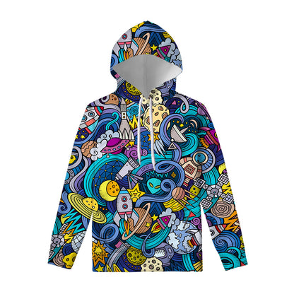 Abstract Cartoon Galaxy Space Print Pullover Hoodie