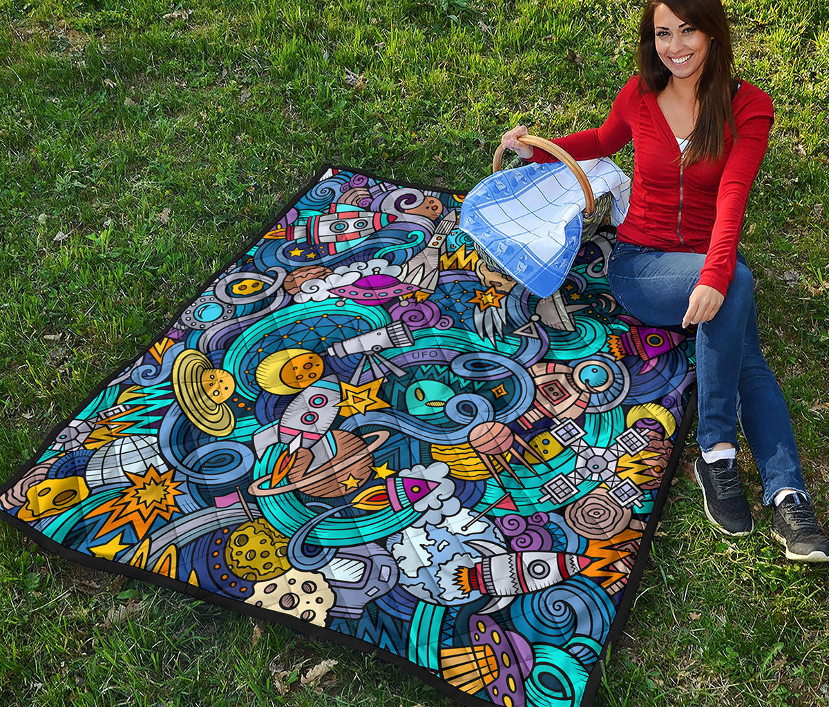 Abstract Cartoon Galaxy Space Print Quilt