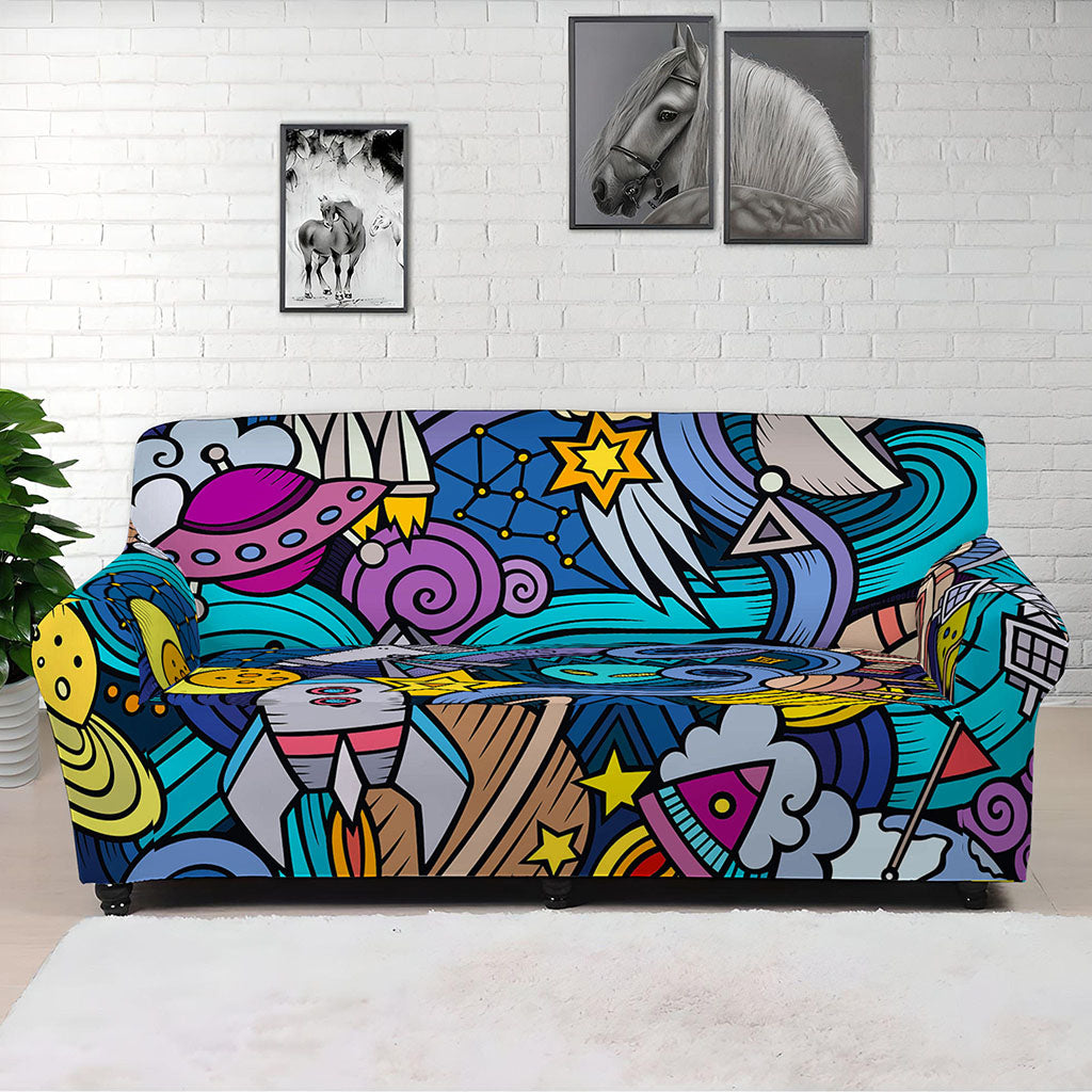 Abstract Cartoon Galaxy Space Print Sofa Cover
