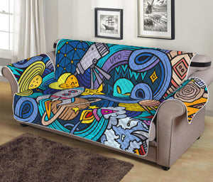 Abstract Cartoon Galaxy Space Print Sofa Protector