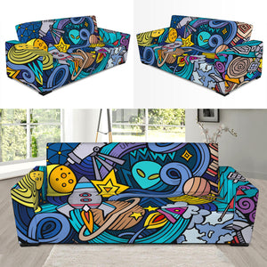 Abstract Cartoon Galaxy Space Print Sofa Slipcover