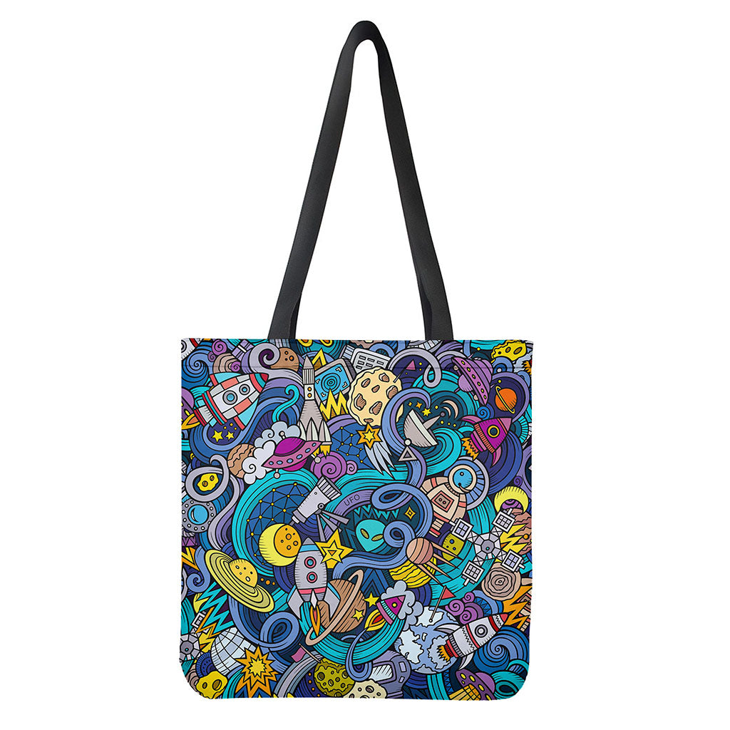 Abstract Cartoon Galaxy Space Print Tote Bag