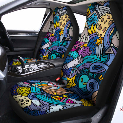 Abstract Cartoon Galaxy Space Print Universal Fit Car Seat Covers