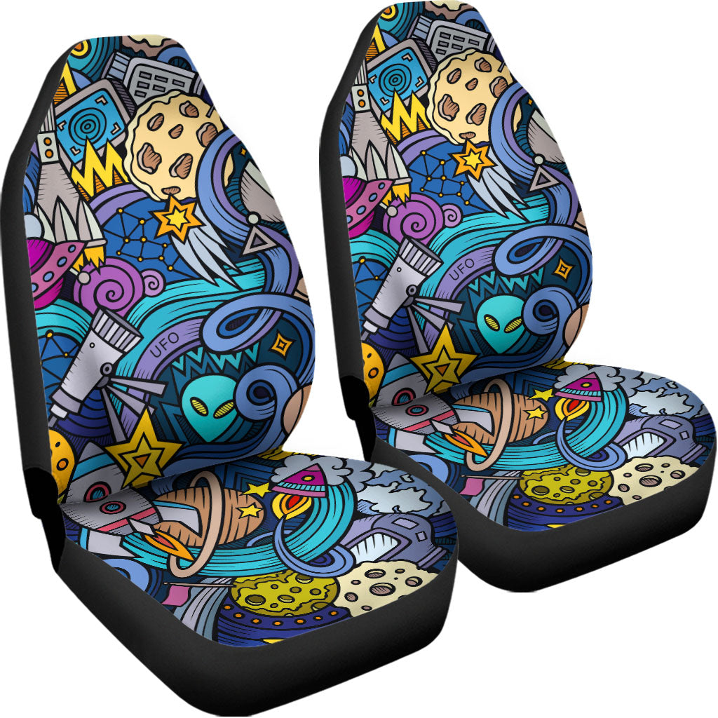 Abstract Cartoon Galaxy Space Print Universal Fit Car Seat Covers