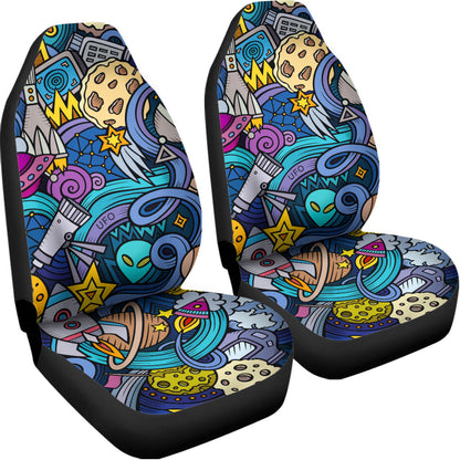 Abstract Cartoon Galaxy Space Print Universal Fit Car Seat Covers