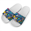 Abstract Cartoon Galaxy Space Print White Slide Sandals
