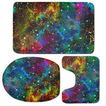 Abstract Colorful Galaxy Space Print 3 Piece Bath Mat Set