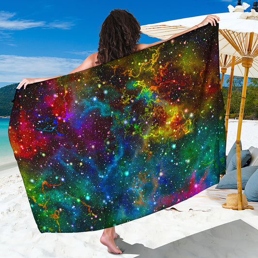 Abstract Colorful Galaxy Space Print Beach Sarong Wrap
