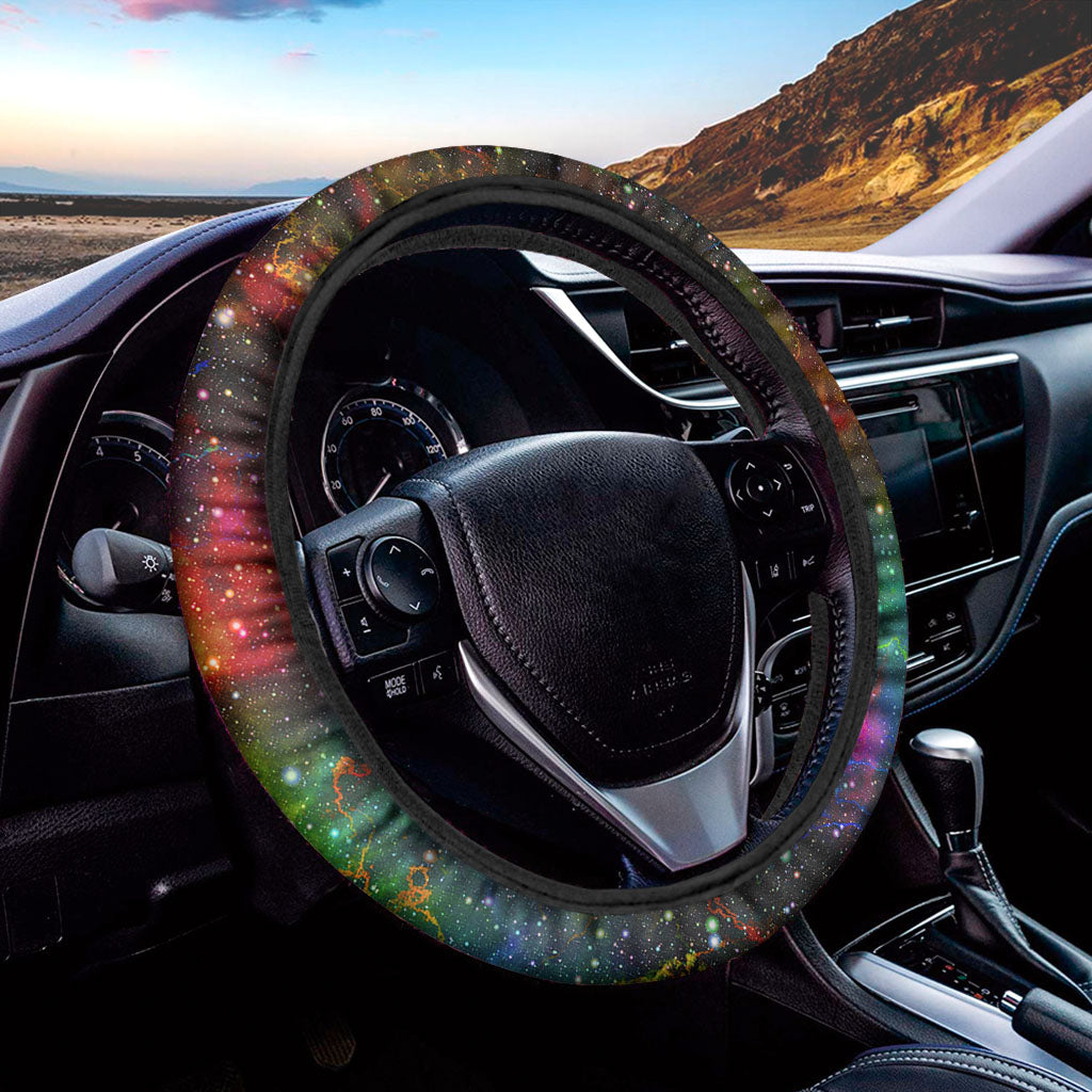 Abstract Colorful Galaxy Space Print Car Steering Wheel Cover