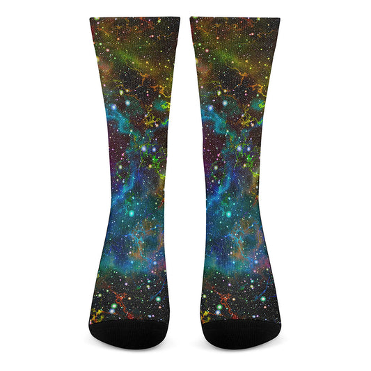 Abstract Colorful Galaxy Space Print Crew Socks