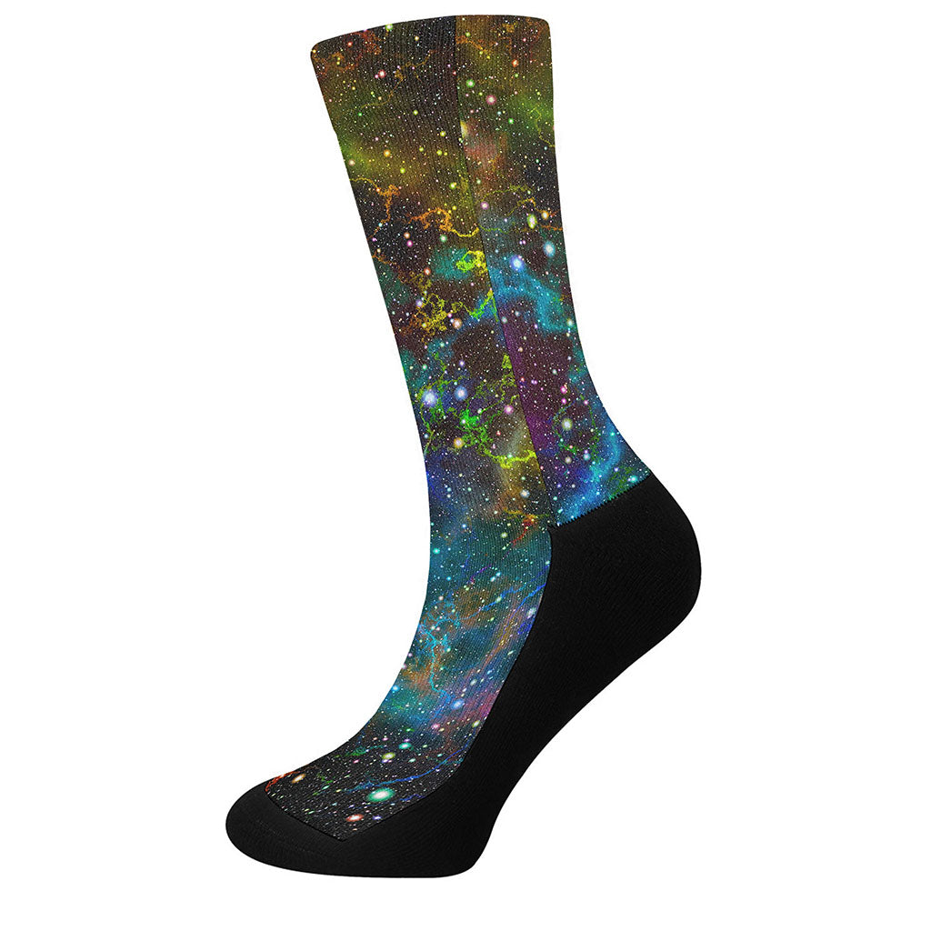 Abstract Colorful Galaxy Space Print Crew Socks