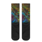 Abstract Colorful Galaxy Space Print Crew Socks