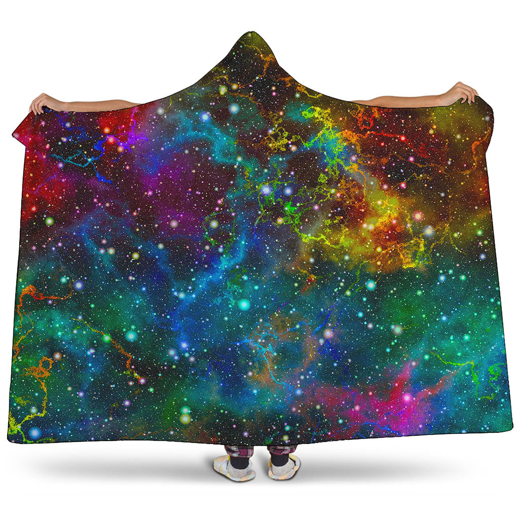 Abstract Colorful Galaxy Space Print Hooded Blanket