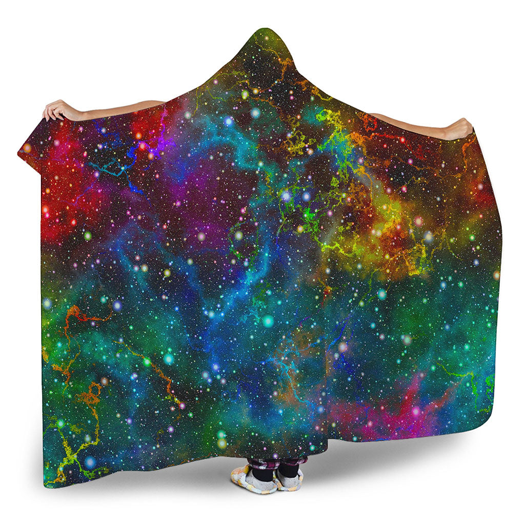 Abstract Colorful Galaxy Space Print Hooded Blanket