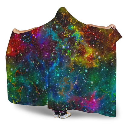 Abstract Colorful Galaxy Space Print Hooded Blanket