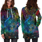 Abstract Colorful Galaxy Space Print Hoodie Dress GearFrost