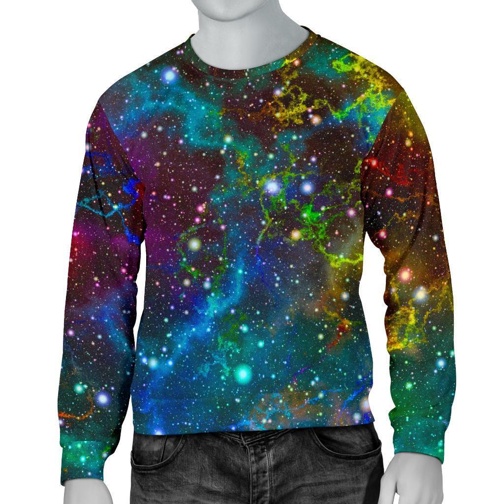 Abstract Colorful Galaxy Space Print Men's Crewneck Sweatshirt GearFrost