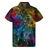 Abstract Colorful Galaxy Space Print Men's Short Sleeve Shirt