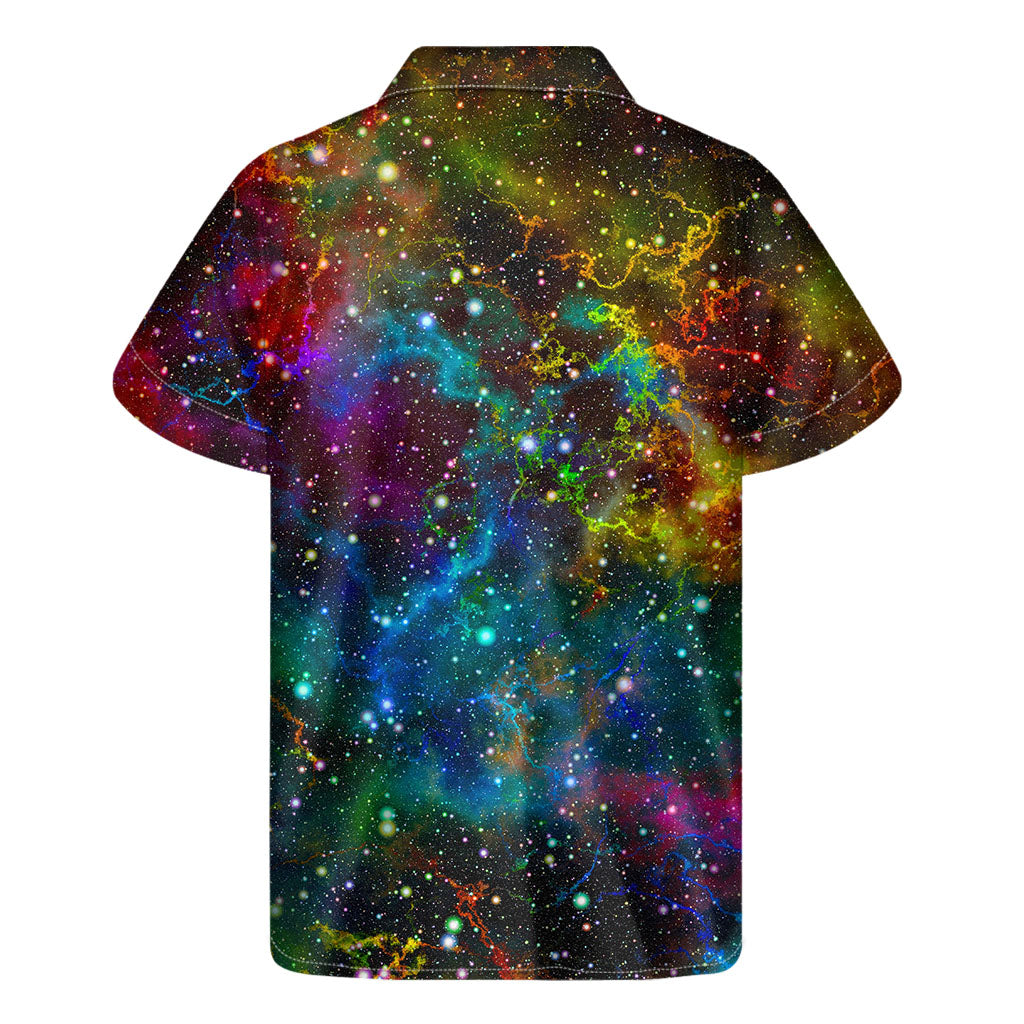 Abstract Colorful Galaxy Space Print Men's Short Sleeve Shirt