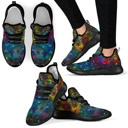Abstract Colorful Galaxy Space Print Mesh Knit Shoes GearFrost