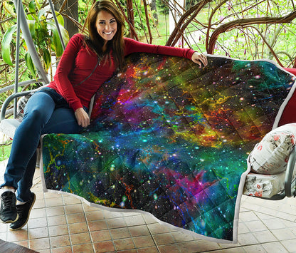 Abstract Colorful Galaxy Space Print Quilt