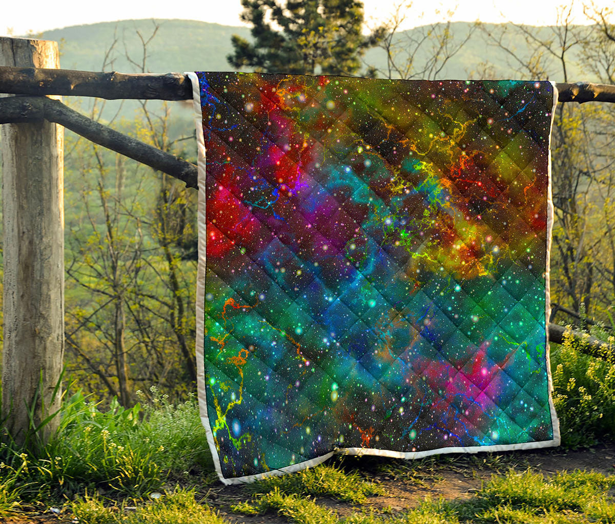 Abstract Colorful Galaxy Space Print Quilt