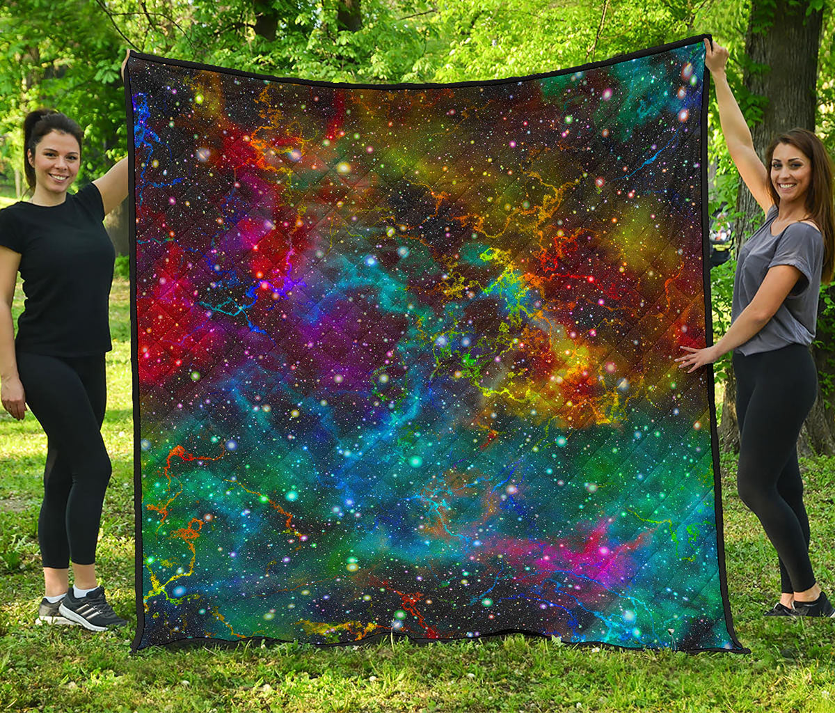 Abstract Colorful Galaxy Space Print Quilt