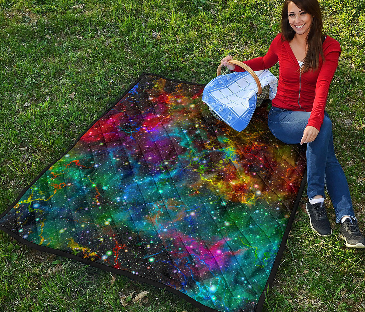 Abstract Colorful Galaxy Space Print Quilt