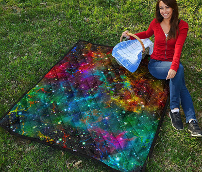 Abstract Colorful Galaxy Space Print Quilt