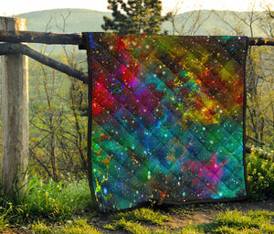 Abstract Colorful Galaxy Space Print Quilt