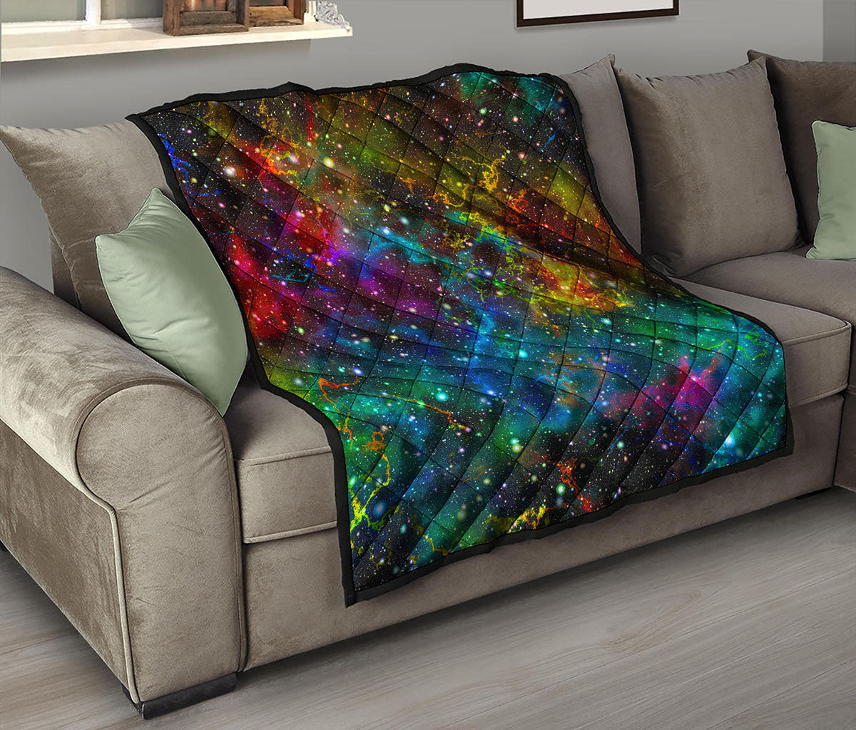 Abstract Colorful Galaxy Space Print Quilt