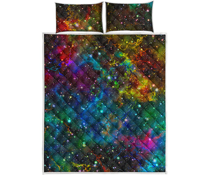 Abstract Colorful Galaxy Space Print Quilt Bed Set