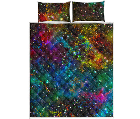 Abstract Colorful Galaxy Space Print Quilt Bed Set