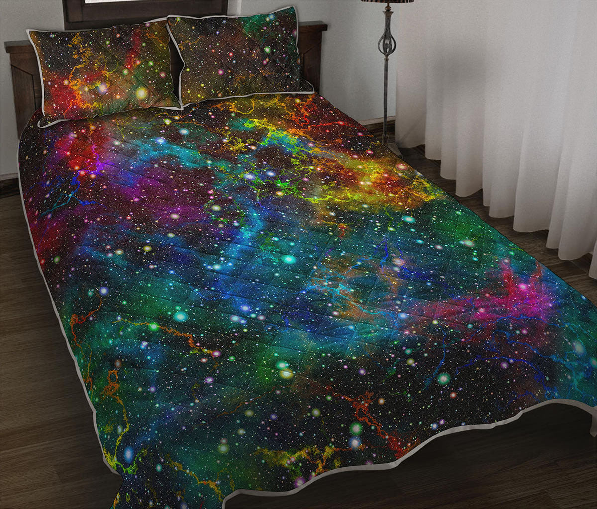 Abstract Colorful Galaxy Space Print Quilt Bed Set