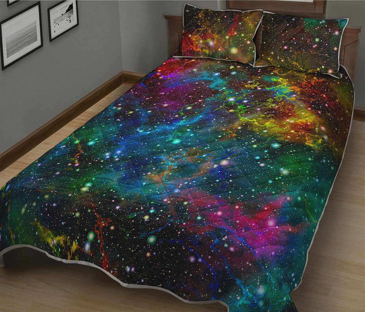 Abstract Colorful Galaxy Space Print Quilt Bed Set
