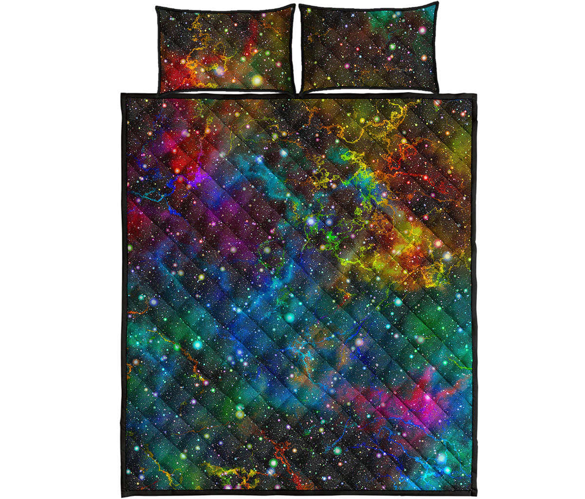 Abstract Colorful Galaxy Space Print Quilt Bed Set