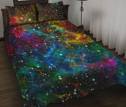Abstract Colorful Galaxy Space Print Quilt Bed Set