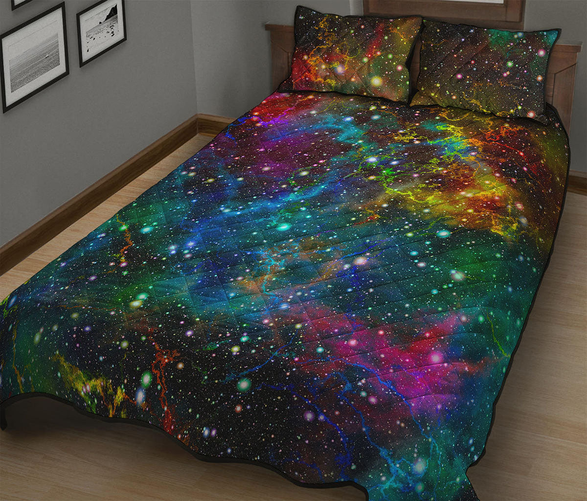 Abstract Colorful Galaxy Space Print Quilt Bed Set