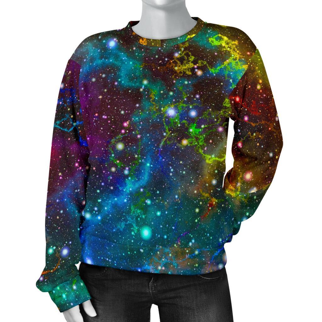 Abstract Colorful Galaxy Space Print Women's Crewneck Sweatshirt GearFrost