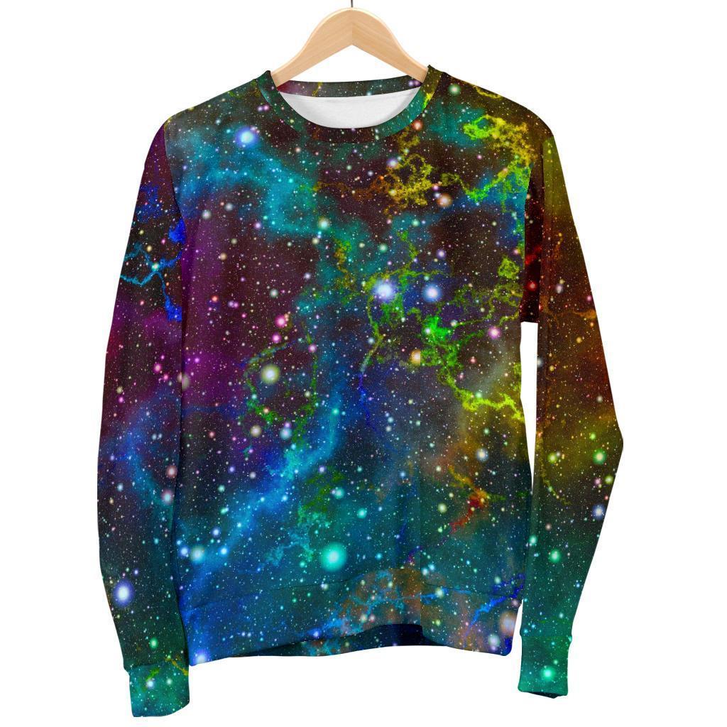 Abstract Colorful Galaxy Space Print Women's Crewneck Sweatshirt GearFrost