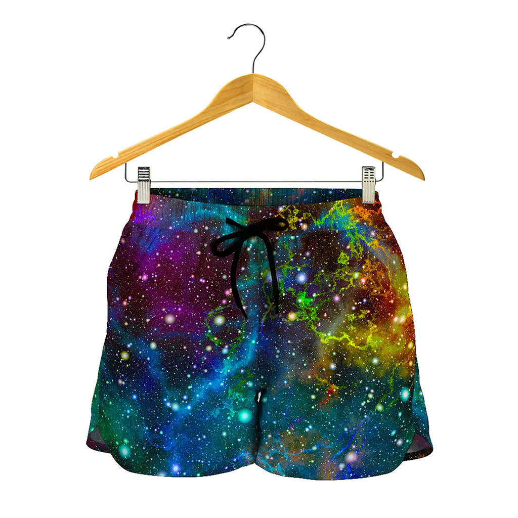 Abstract Colorful Galaxy Space Print Women's Shorts