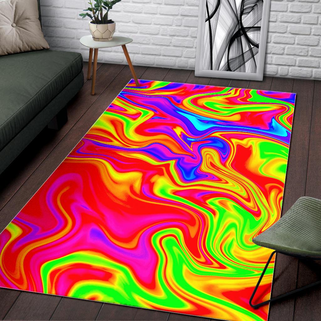 Abstract Colorful Liquid Trippy Print Area Rug GearFrost