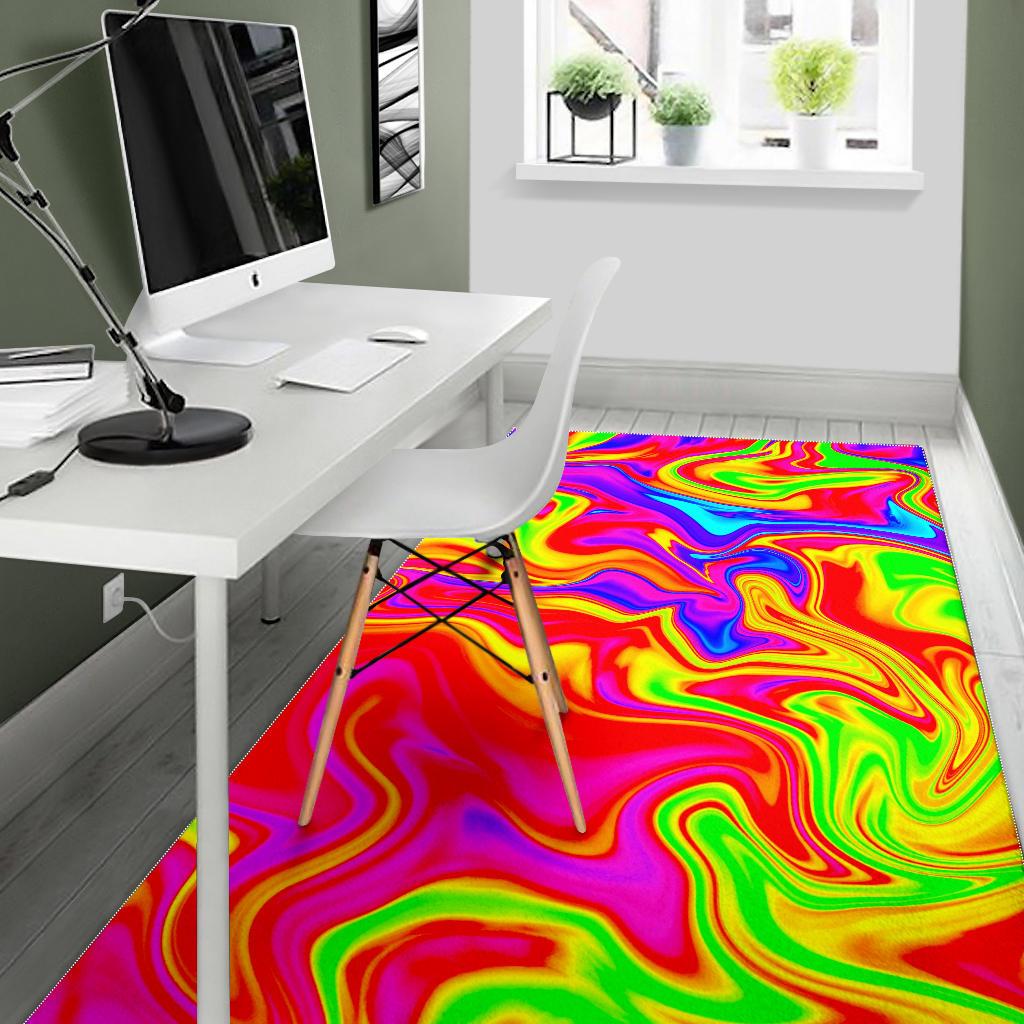 Abstract Colorful Liquid Trippy Print Area Rug GearFrost