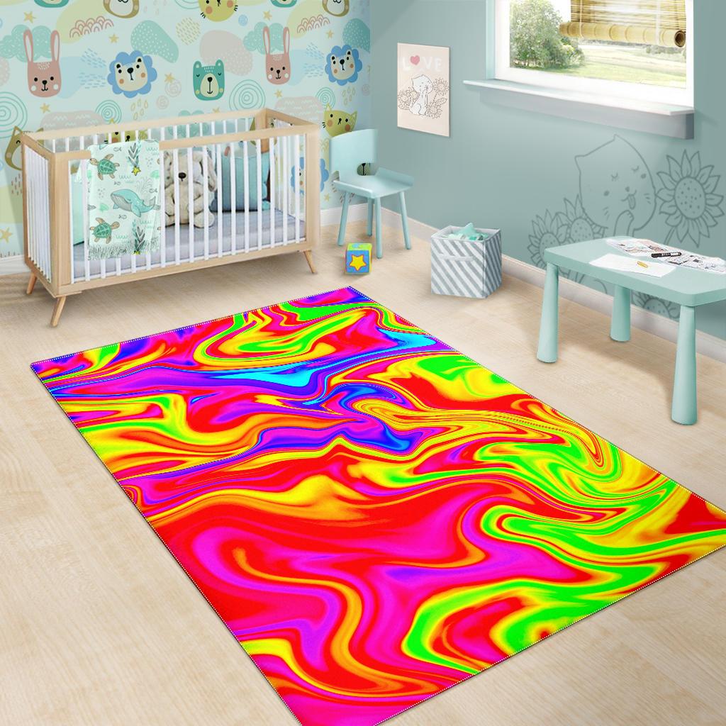 Abstract Colorful Liquid Trippy Print Area Rug GearFrost