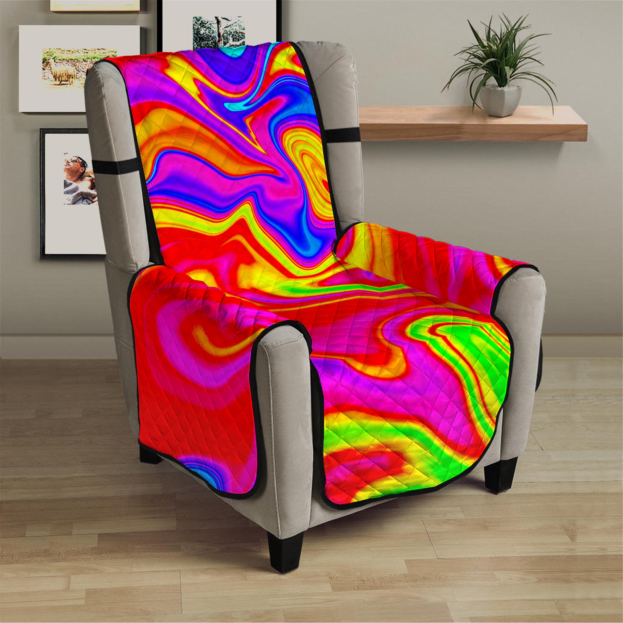 Abstract Colorful Liquid Trippy Print Armchair Protector