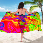 Abstract Colorful Liquid Trippy Print Beach Sarong Wrap
