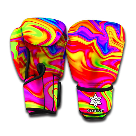 Abstract Colorful Liquid Trippy Print Boxing Gloves