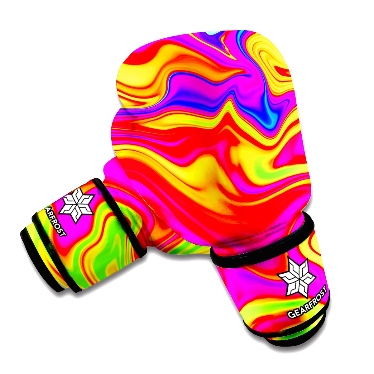 Abstract Colorful Liquid Trippy Print Boxing Gloves