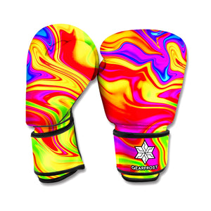 Abstract Colorful Liquid Trippy Print Boxing Gloves