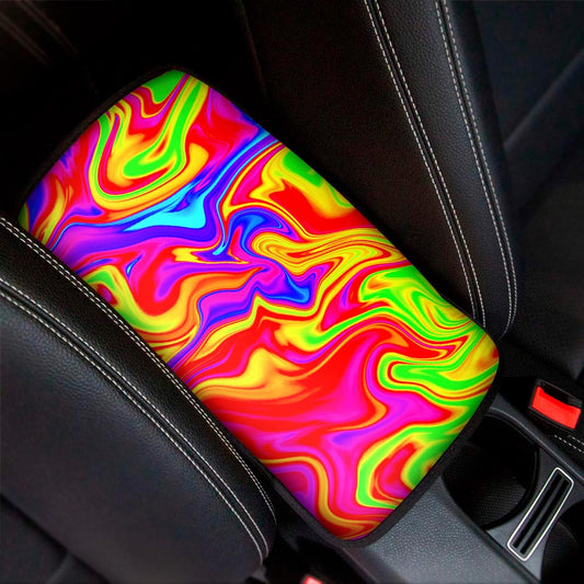 Abstract Colorful Liquid Trippy Print Car Center Console Cover